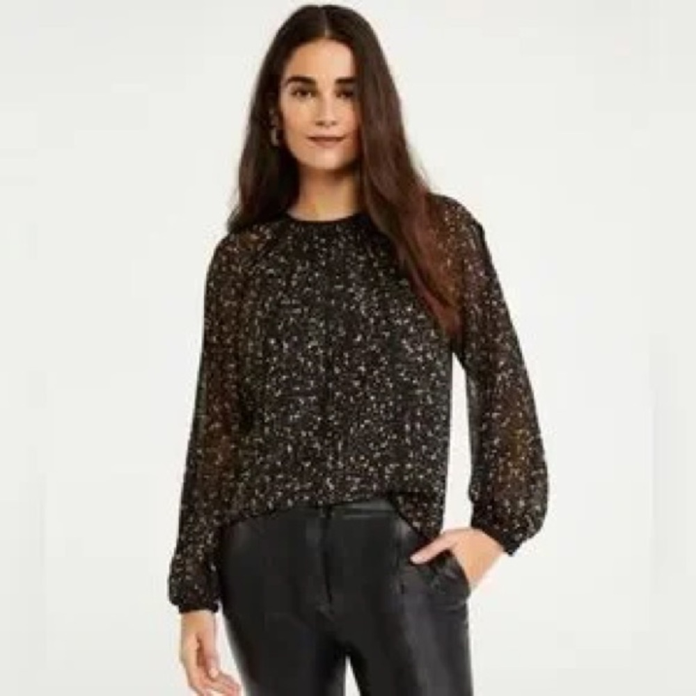 Women’s Size Small LOFT Black/Pink/Gold Floral Flowy Blouse